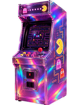 Allestimento arcade in un evento aziendale con ospiti che giocano