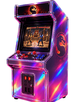 Stand fiera con cabinati arcade in esposizione